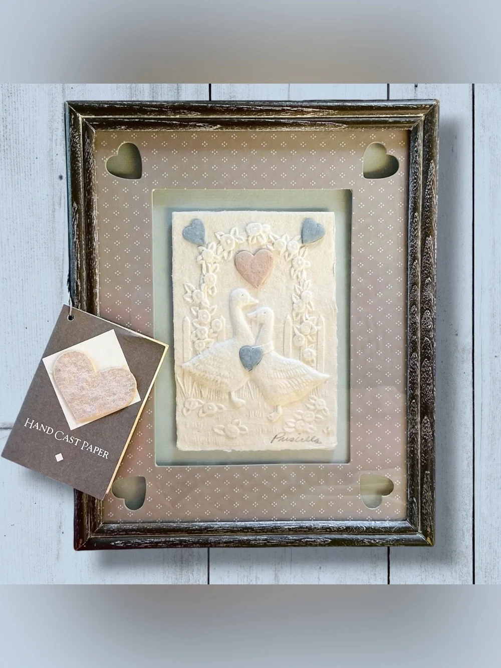 VTG Early 1990’s Figi Graphics GEESE Signed Cast Paper Shadow Box Wall Art